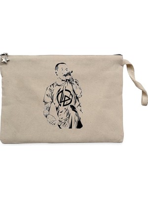 Linkin Park Chester Grafiti Krem Clutch Astarlı Cüzdan / El Çantası