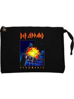 Def Leppard Pyromania Siyah Clutch Astarlı Cüzdan / El Çantası