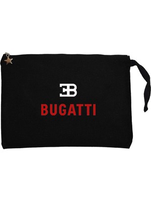 Bugati Logo Siyah Clutch Astarlı Cüzdan / El Çantası