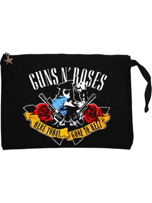 Guns N' Roses Gone To Hell Siyah Clutch Astarlı Cüzdan / El Çantası