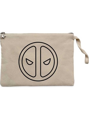 Deadpool Logo Krem Clutch Astarlı Cüzdan / El Çantası