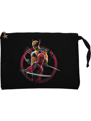 Deadpool Wolverine Movie Siyah Clutch Astarlı Cüzdan / El Çantası