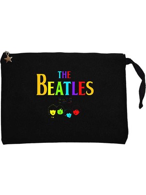 The Beatles Rainbow Siyah Clutch Astarlı Cüzdan / El Çantası