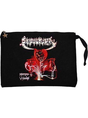 Sepultura Morbid Visions Siyah Clutch Astarlı Cüzdan / El Çantası