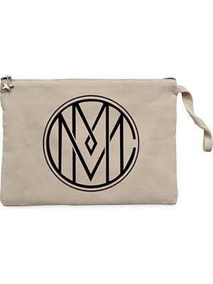 Marilyn Manson Circle Logo Krem Clutch Astarlı Cüzdan / El Çantası
