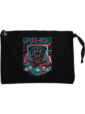 Guns N Roses Bear Siyah Clutch Astarlı Cüzdan / El Çantası