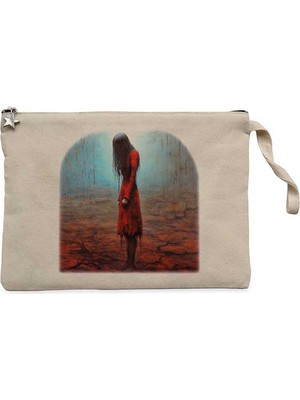 Depressed Girl Krem Clutch Astarlı Cüzdan / El Çantası