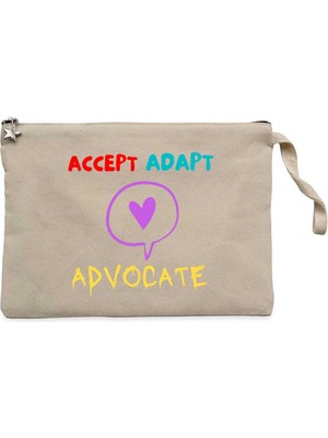 Accept Adapt Advocate Krem Clutch Astarlı Cüzdan / El Çantası