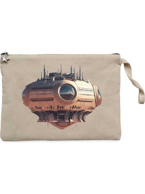 Massive Speaker Spaceship Krem Clutch Astarlı Cüzdan / El Çantası