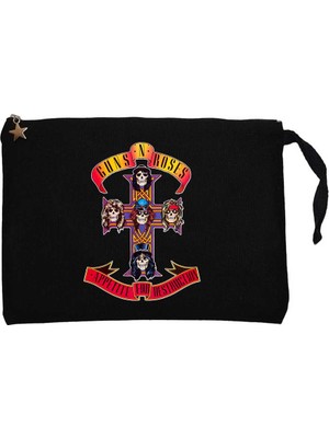 Guns N Roses Appetite For Destruction Siyah Clutch Astarlı Cüzdan / El Çantası
