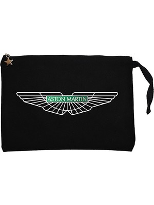 Aston Martin Logo 2 Siyah Clutch Astarlı Cüzdan / El Çantası