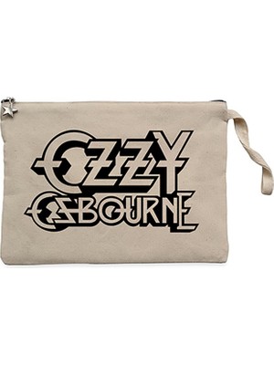Ozzy Osbounre Logo Krem Clutch Astarlı Cüzdan / El Çantası