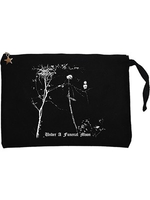 Darkthrone Under A Funeral Moon Siyah Clutch Astarlı Cüzdan / El Çantası