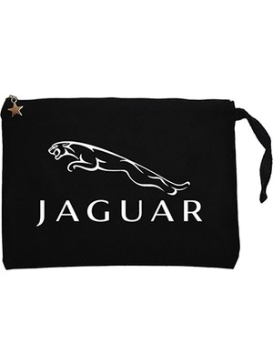 Jaguar Logo 2 Siyah Clutch Astarlı Cüzdan / El Çantası