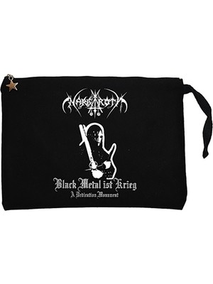 Nargaroth Black Metal Ist Krieg Siyah Clutch Astarlı Cüzdan / El Çantası