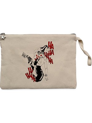 Harley Quinn Bang Krem Clutch Astarlı Cüzdan / El Çantası