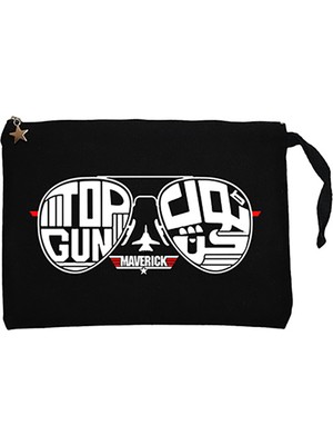 Top Gun Maverick Glasses Siyah Clutch Astarlı Cüzdan / El Çantası