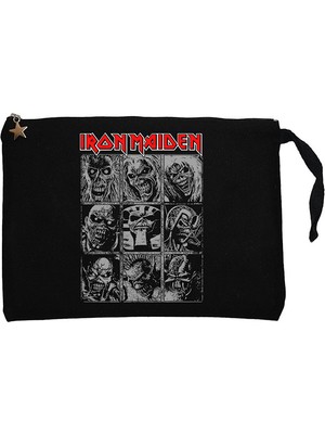 Iron Maiden Cover Eddie Album Siyah Clutch Astarlı Cüzdan / El Çantası