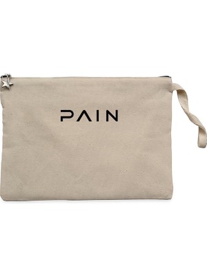 Pain Logo Krem Clutch Astarlı Cüzdan / El Çantası
