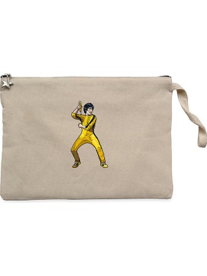 Bruce Lee Face For Fight Krem Clutch Astarlı Cüzdan / El Çantası