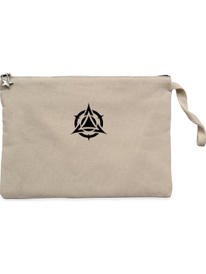 Black Triangle Circle Krem Clutch Astarlı Cüzdan / El Çantası