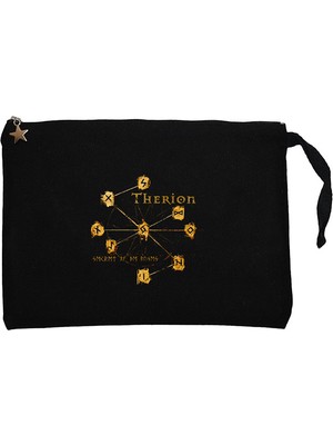 Therion Secret Of The Runes Siyah Clutch Astarlı Cüzdan / El Çantası