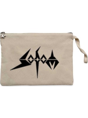 Sodom Text Krem Clutch Astarlı Cüzdan / El Çantası