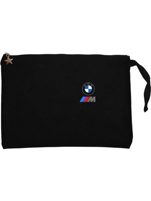 Bmw Logo M Power Siyah Clutch Astarlı Cüzdan / El Çantası
