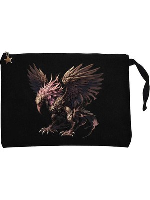 Phoenix Mythology Creature Siyah Clutch Astarlı Cüzdan / El Çantası