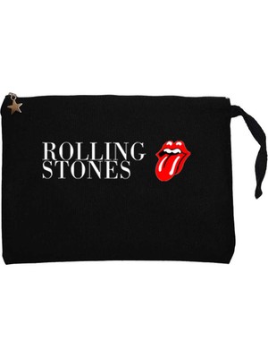 The Rolling Stones Logo Text Siyah Clutch Astarlı Cüzdan / El Çantası