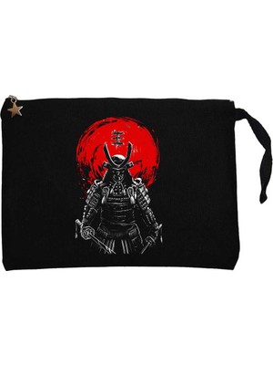 Samurai Red Warrior Siyah Clutch Astarlı Cüzdan / El Çantası