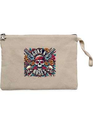 Guns N Roses Ok Dry Head Krem Clutch Astarlı Cüzdan / El Çantası