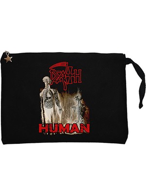Death Human Siyah Clutch Astarlı Cüzdan / El Çantası