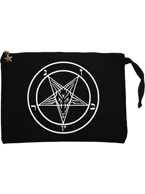 Baphomet Logo Siyah Clutch Astarlı Cüzdan / El Çantası