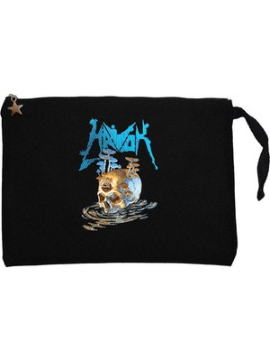 Havok Skull Siyah Clutch Astarlı Cüzdan / El Çantası