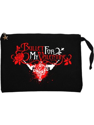 Bullet Gor My Valentine Skull Classic Siyah Clutch Astarlı Cüzdan / El Çantası