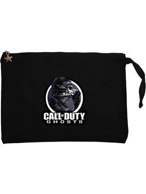 Call Of Duty Ghosts Text Siyah Clutch Astarlı Cüzdan / El Çantası