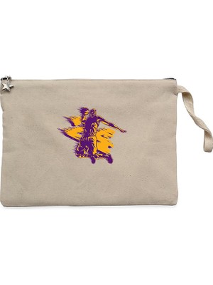 Kobe Bryant Silhouette Krem Clutch Astarlı Cüzdan / El Çantası