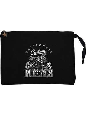 California Custom Motorcycles Siyah Clutch Astarlı Cüzdan / El Çantası