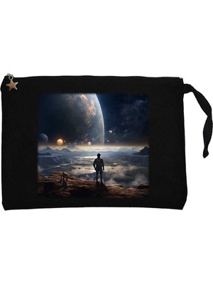 Space Museum Siyah Clutch Astarlı Cüzdan / El Çantası