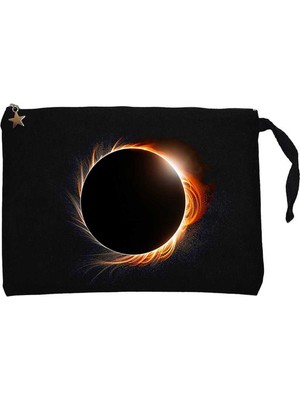 Solar Eclipse Siyah Clutch Astarlı Cüzdan / El Çantası