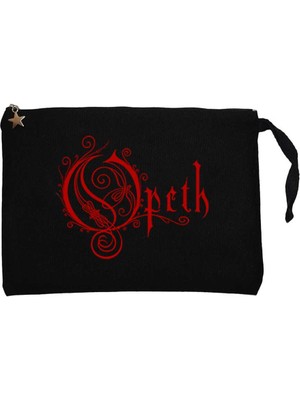 Opeth Red Text Siyah Clutch Astarlı Cüzdan / El Çantası
