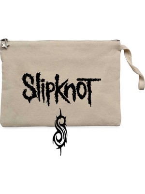 Slipknot Logo Text Krem Clutch Astarlı Cüzdan / El Çantası