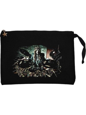 Slipknot Joey Jordison Bateri Siyah Clutch Astarlı Cüzdan / El Çantası