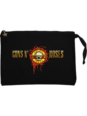 Guns N Roses Drops Logo Siyah Clutch Astarlı Cüzdan / El Çantası