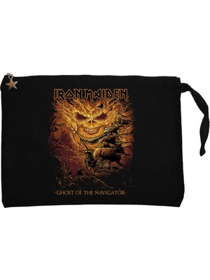 Iron Maiden Ghost Of The Navigator Siyah Clutch Astarlı Cüzdan / El Çantası