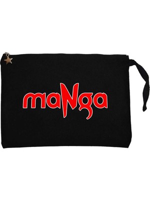 Manga Red Text Siyah Clutch Astarlı Cüzdan / El Çantası