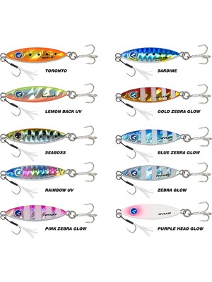 Ryuji Zuby 43MM 15GR Metal Jig Yem Gold Zebra Glow