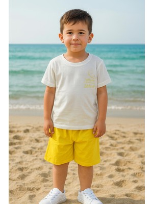 Smile Baskı Kız Erkek Çocuk Yazlık Şortlu Takım
