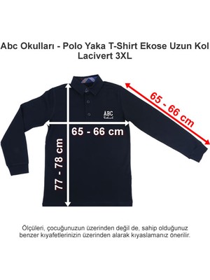 Abc Okulları Polo Yaka T-Shirt Ekose Uzun Kol Lacivert 3xl